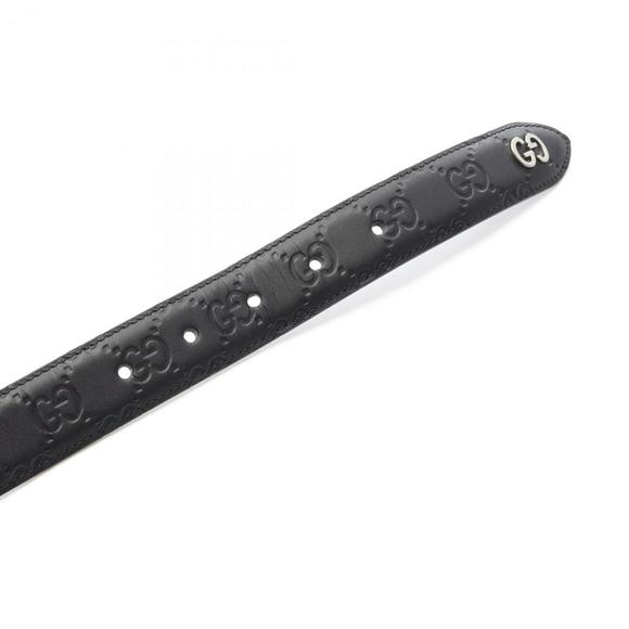Gucci Men's Square Buckle Belt with GG Pattern, Black Leather, 474313 - Picture 3 of 4